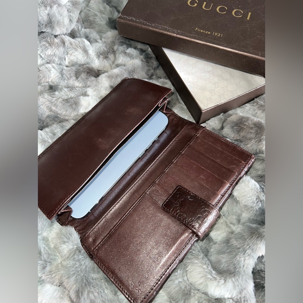 Gucci Dark Brown Monogram Leather Wallet - Picture 6 of 7